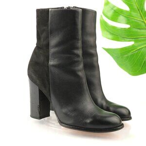 Sam Edelman Womens Reyes Boot Size 9 Black Leather Suede Block Heel Bootie